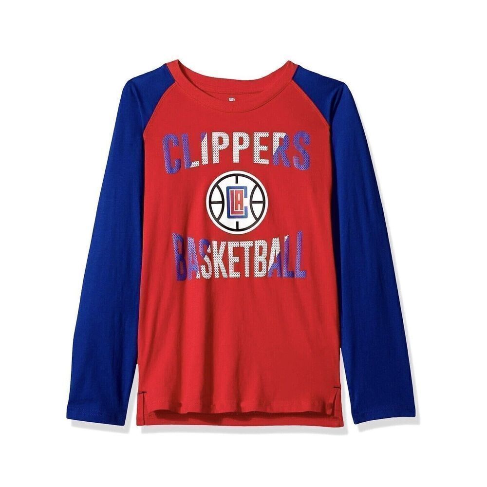 NBA Youth Large Boys LA Clippers Basketball Long Sleeve Tee T Shirt NWT